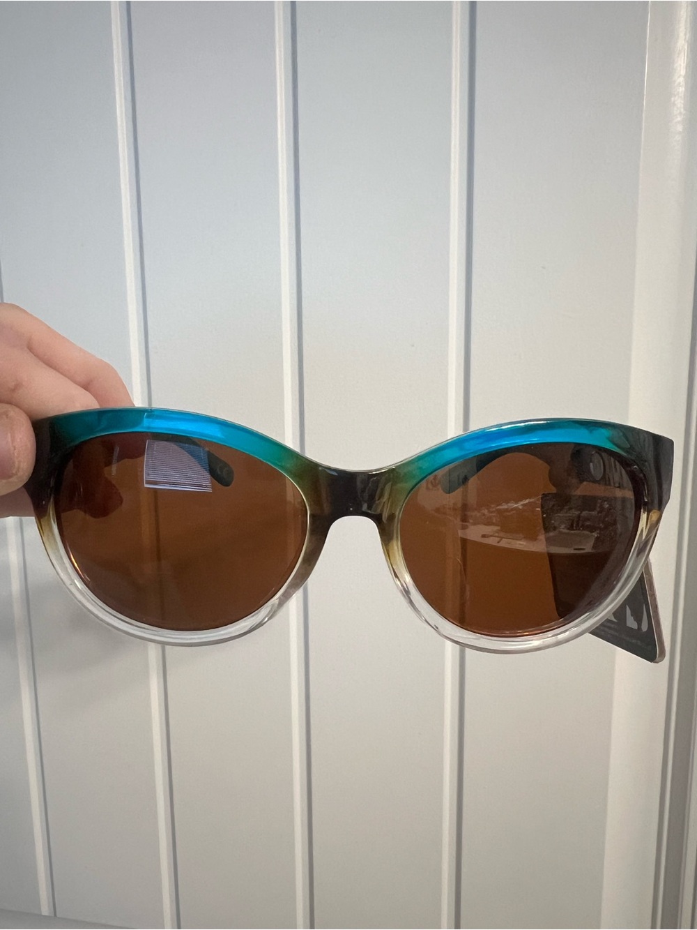 Panama Jack Blue Green to Clear Gradient Woman’s Sunglasses Brown Lenses - NWT!